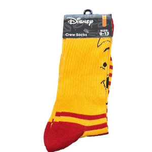 3/$18 Disney Winnie The Pooh Casual Socks Yellow Red Vibrant Design NWT
